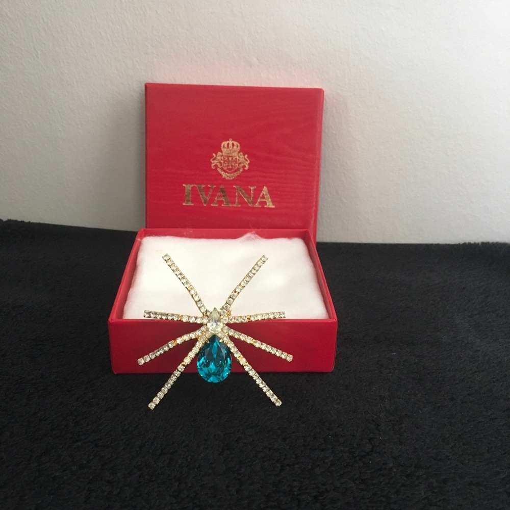 Vintage Ivana Crystal Spider Brooch